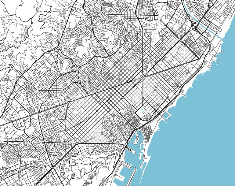 Vector mapa de la ciudad de Barcelona