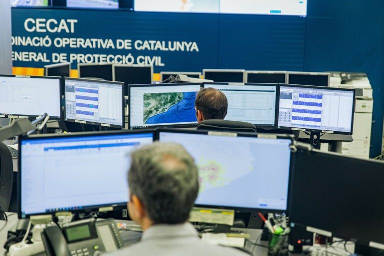 Sala del CECAT. El nodo de comunicación e información del riesgo y la emergencia