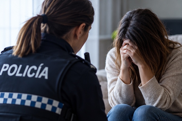 Intervención policial con una mujer víctima de violencia de género