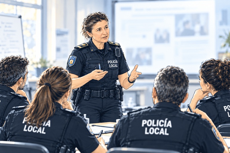 Agente de Policía Local imparte una sesión de formación a otros policías